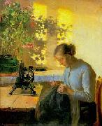 Anna Ancher Sewing fisherman's wife china oil painting artist